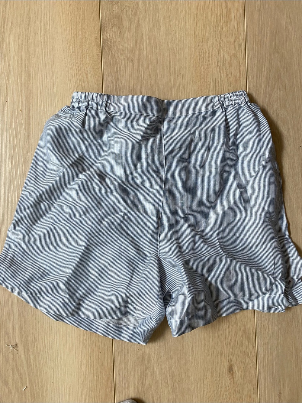 Lunya Light Blue Pinstripe Line/Cotton/Silk Shorts